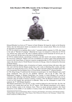 Eddy Blondeel (1906-2000), founder of the 1st Belgian SAS