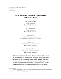 Social M edia and Technology: The I nfluence on Hawaii`s Hotels