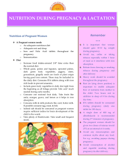 Nutrition during Pregnancy and Lactation
