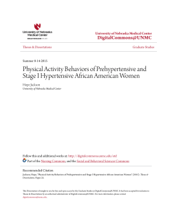 Physical Activity Behaviors of Prehypertensive and Stage I