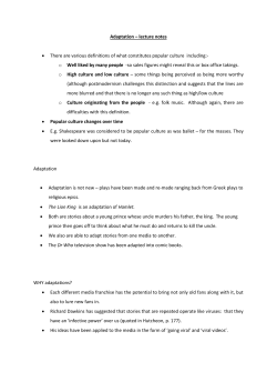Adaptation &ndash; lecture notes &bull; There are various definitions of what