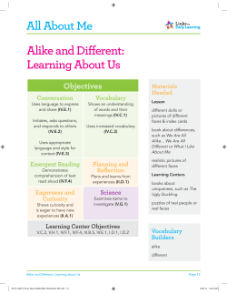 All About Me Alike and Different: Learning About Us