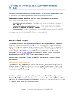 Glossary of Instructional Accommodations 2015-16