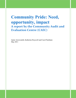 Community Pride: Need, opportunity, impact