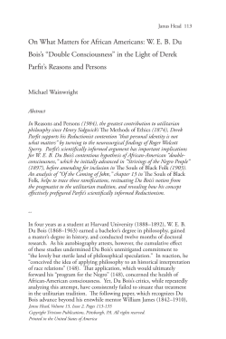 On What Matters for African Americans: W. E. B. Du Bois`s &ldquo;Double