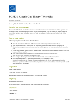 KTH | SG3131 Kinetic Gas Theory 7.0 credits