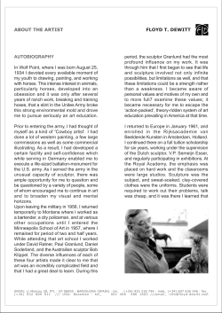FLOYD T. DEWITT ABOUT THE ARTIST AUTOBIOGRAPHY In Wolf