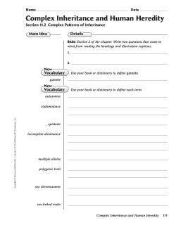 Complex Inheritance and Human Heredity