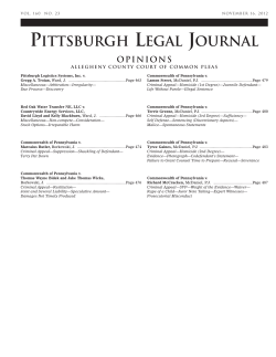 Pittsburgh Legal Journal Opinions - Allegheny County Bar Association