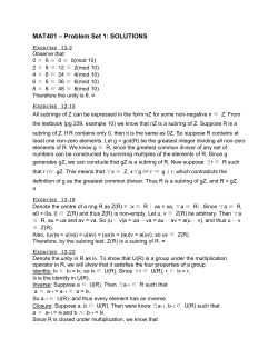 MAT401 – Problem Set 1: SOLUTIONS