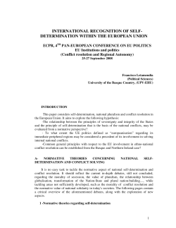 international recognition of self- determination within the european