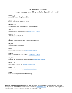 2015 Schedule of Events Resort Management Office (includes