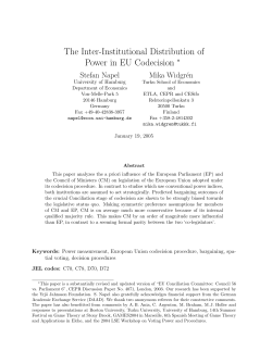 The Inter-Institutional Distribution of Power in EU Codecision &lowast;