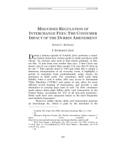 misguided regulation of interchange fees: the consumer impact of