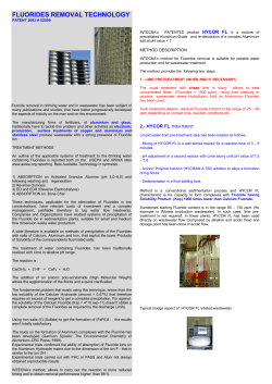 FLUORIDES REMOVAL TECHNOLOGY