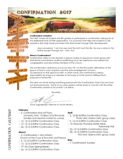 Confirma tion Ca lendar