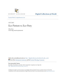 Eco-Pietism vs. Eco-Piety - Digital Collections @ Dordt