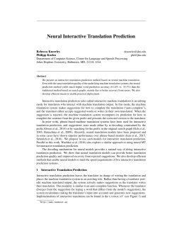 Neural Interactive Translation Prediction - JHU CS