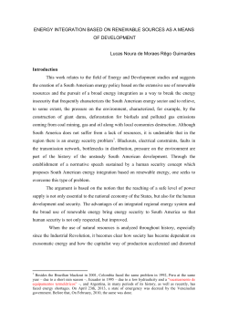 ENERGY INTEGRATION BASED ON RENEWABLE SOURCES AS