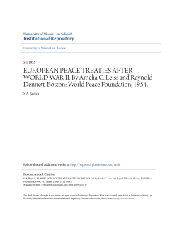 EUROPEAN PEACE TREATIES AFTER WORLD WAR II. By Amelia