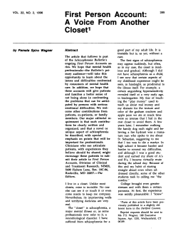 First Person Account: A Voice From Another Closet1