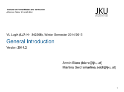 Introduction to Logic - Institute for Formal Models and Verification