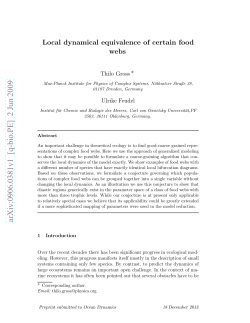 Local dynamical equivalence of certain food webs
