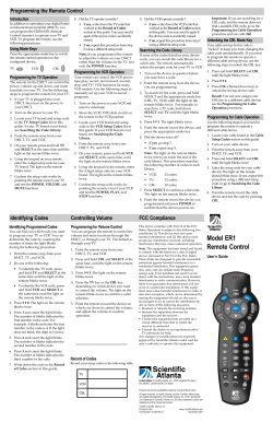 User`s Guide - Model ER1 Remote Control