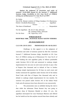 Criminal Appeal (SJ) No. 864 of 2004 Against the