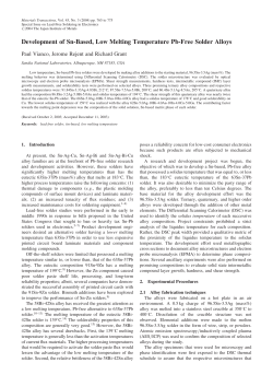 Development of Sn-Based, Low Melting Temperature Pb