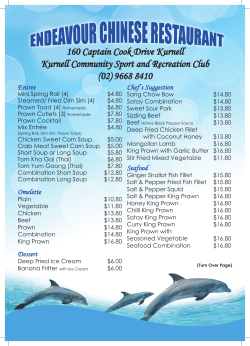 Chinese Menu - Kurnell Community Sport and Recreation Club