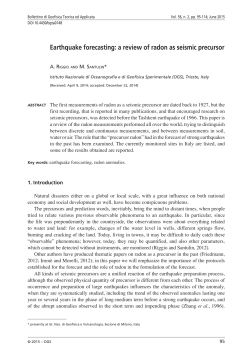 Earthquake forecasting: a review of radon as seismic precursor