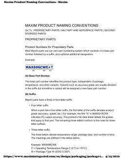 MAXIM PRODUCT NAMING CONVENTIONS