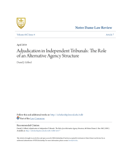 Adjudication in Independent Tribunals: The Role of an Alternative