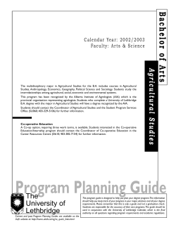 BA Agricultural Studies - University of Lethbridge