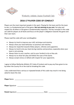 Player Code of Conduct 2016-17