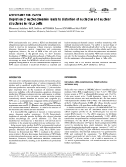Depletion of nucleophosmin leads to distortion of nucleolar and