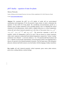 pH/T duality &ndash; equation of state for plants