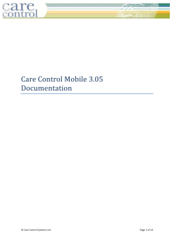 Care Control Mobile 3.05 Documentation