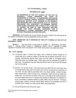 state right -of -way or within 30 feet of an intersection. Signs cannot