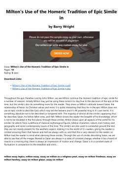 Milton`s Use of the Homeric Tradition of Epic Simile in by Barry Wright