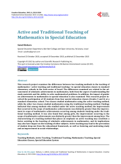 Active and Traditional Teaching of Mathematics in Special Education