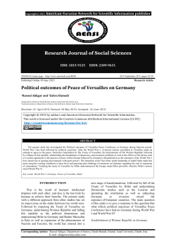 Research Journal of Social Sciences Political outcomes of Peace of