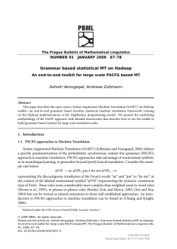 Grammar based statistical MT on Hadoop: An end-to