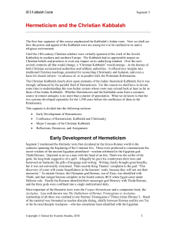 Hermeticism and the Christian Kabbalah