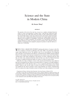 Science and the State in Modern China