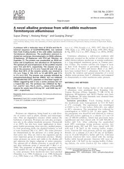 A novel alkaline protease from wild edible mushroom Termitomyces