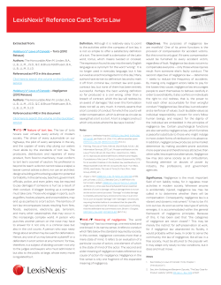 LexisNexis&reg; Reference Card: Torts Law