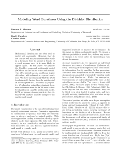Modeling Word Burstiness Using the Dirichlet Distribution