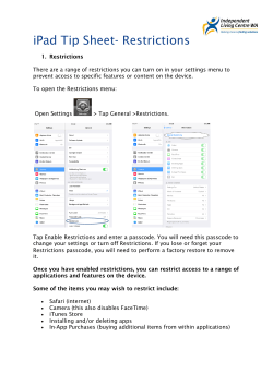 iPad Restrictions Tip Sheet - Independent Living Centre WA